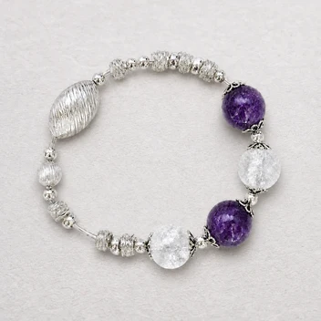 FREE LINK — Amethyst & White Phantom Quartz Sterling Silver Bracelet