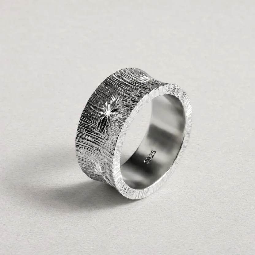 STILL SIGNAL — Textured Sterling Silver Band Ring
